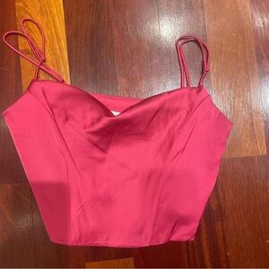 cowl neck hot pink top, worn once, size small, side zipper